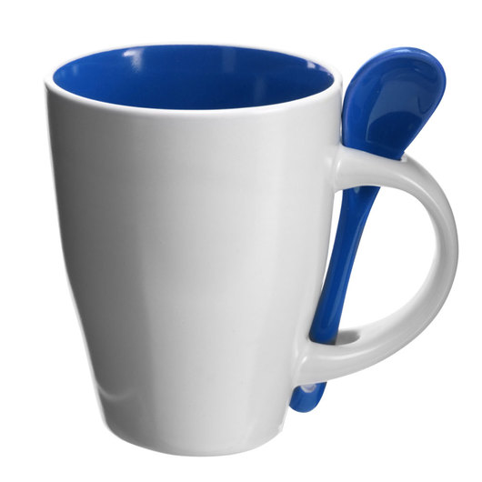 Coffee Mugs with Spoons Blue